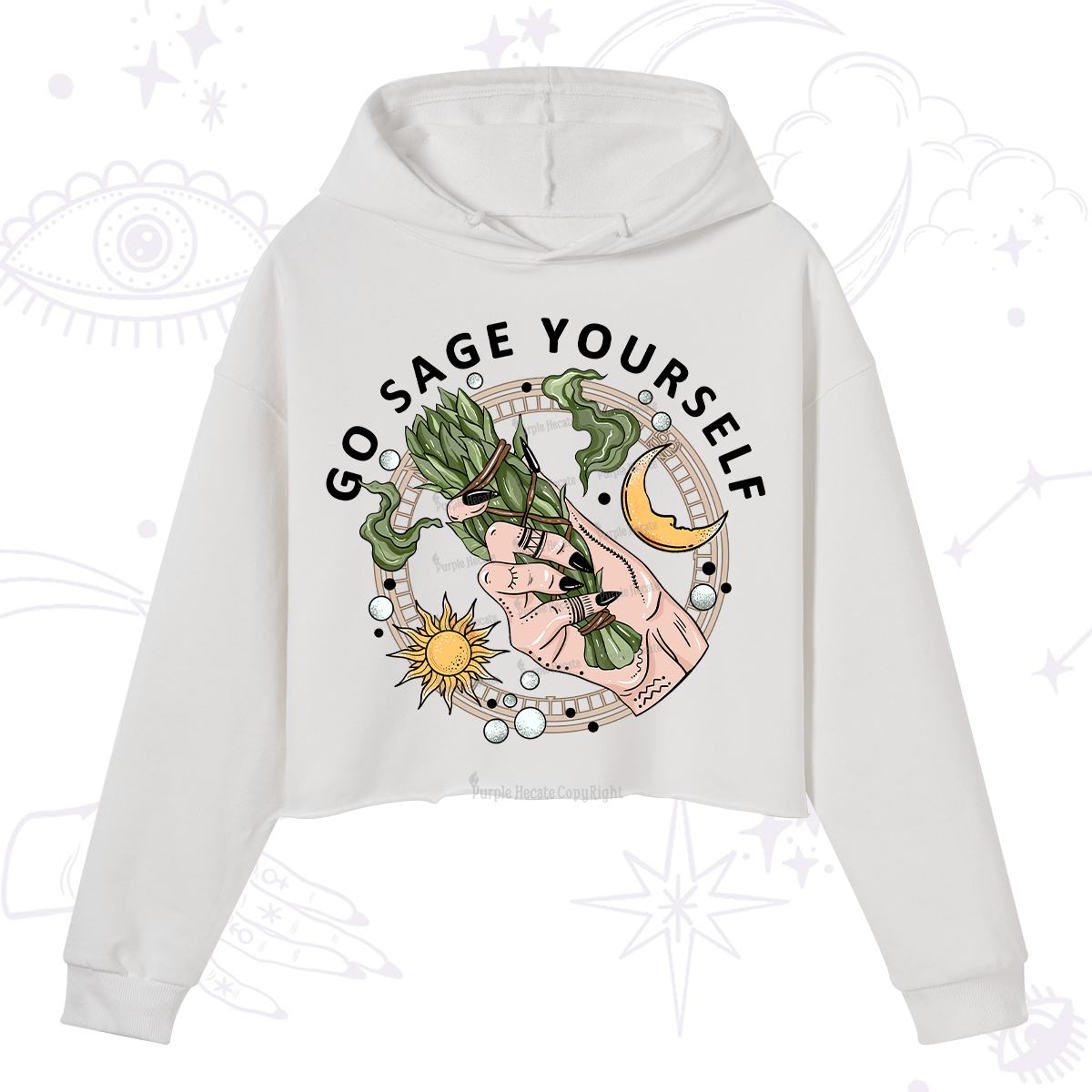 Purplehecate Go Sage Yourself Crop Hoodie
