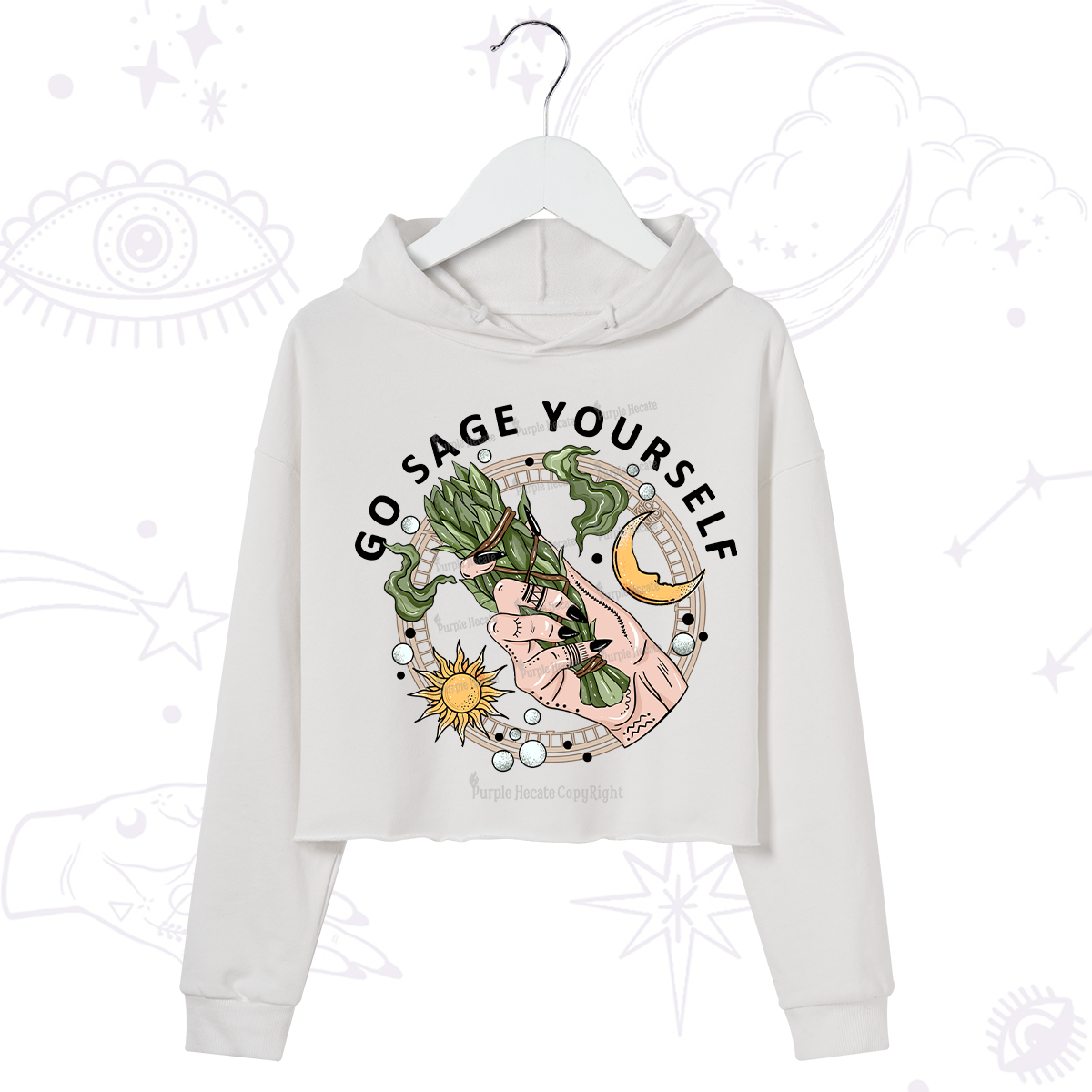 Purplehecate Go Sage Yourself Crop Hoodie
