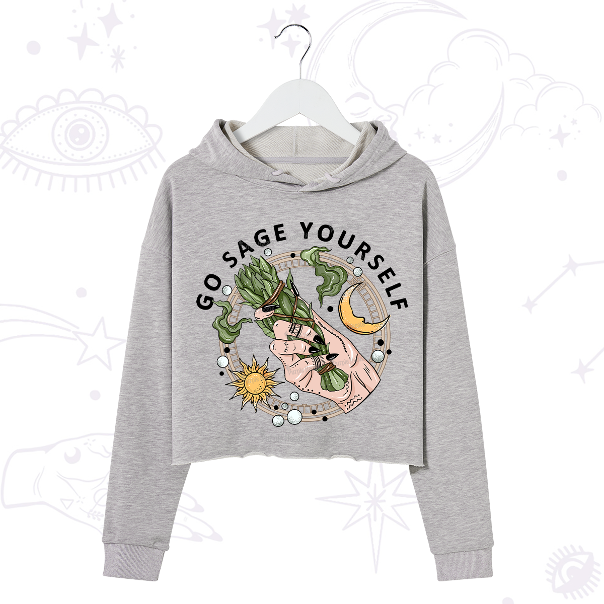 Purplehecate Go Sage Yourself Crop Hoodie