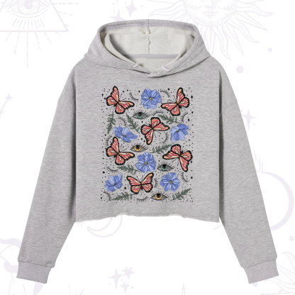 Purplehecate Butterfly Floral Crop Hoodie