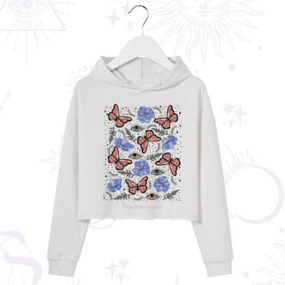 Purplehecate Butterfly Floral Crop Hoodie