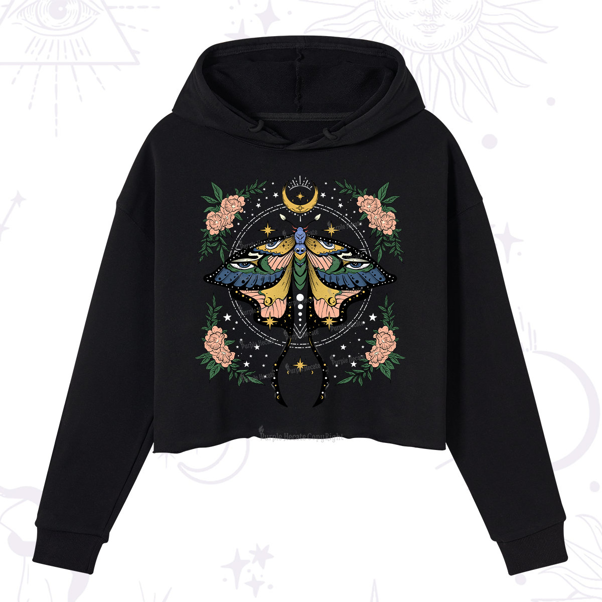 Purplehecate Mystical Moth Crop Hoodie