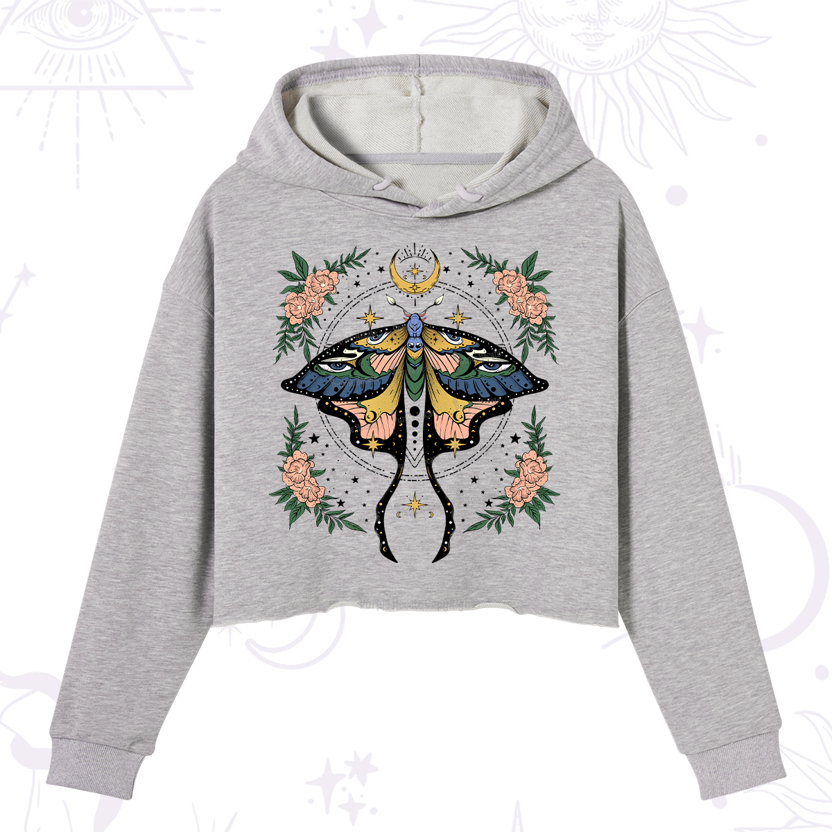 Purplehecate Mystical Moth Crop Hoodie