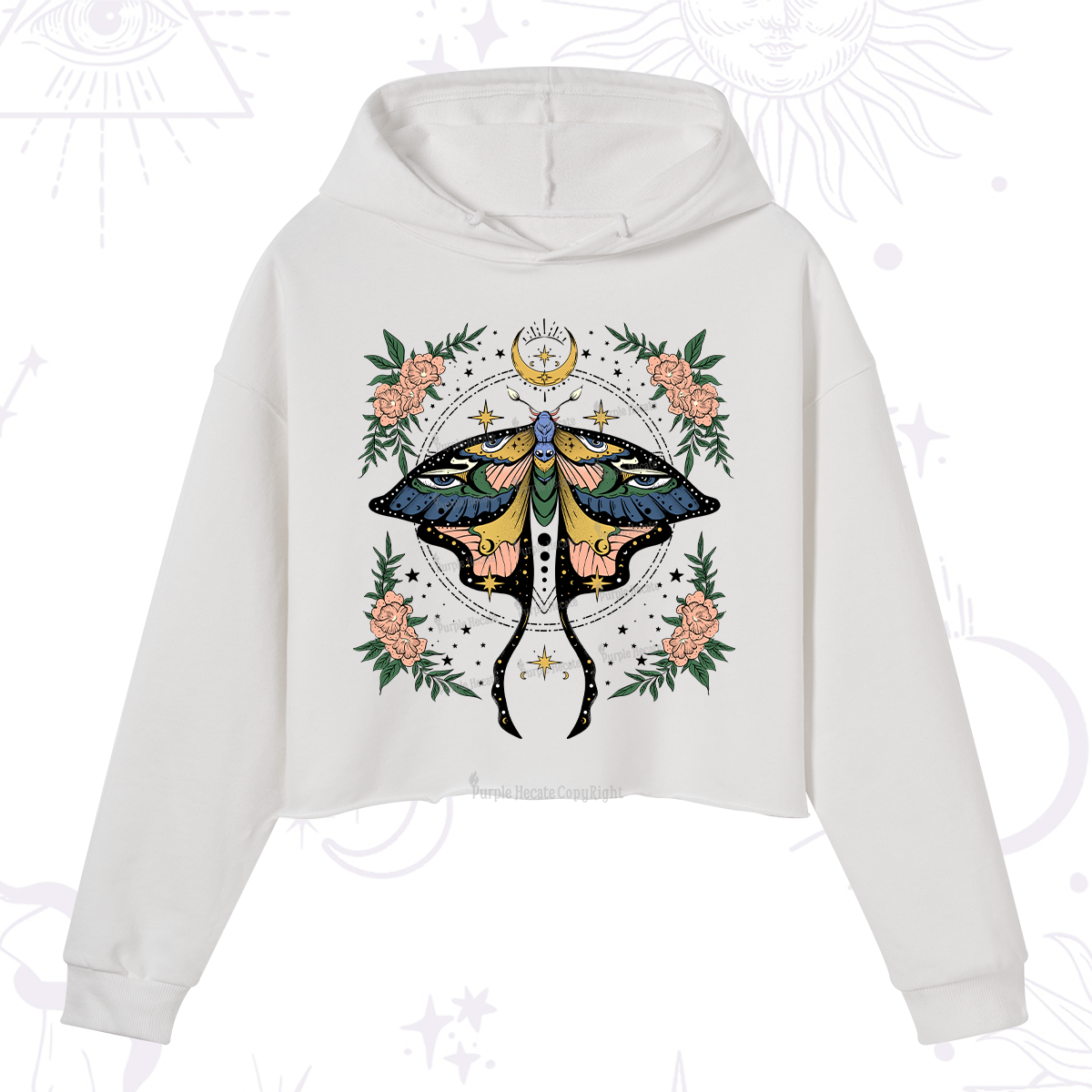 Purplehecate Mystical Moth Crop Hoodie
