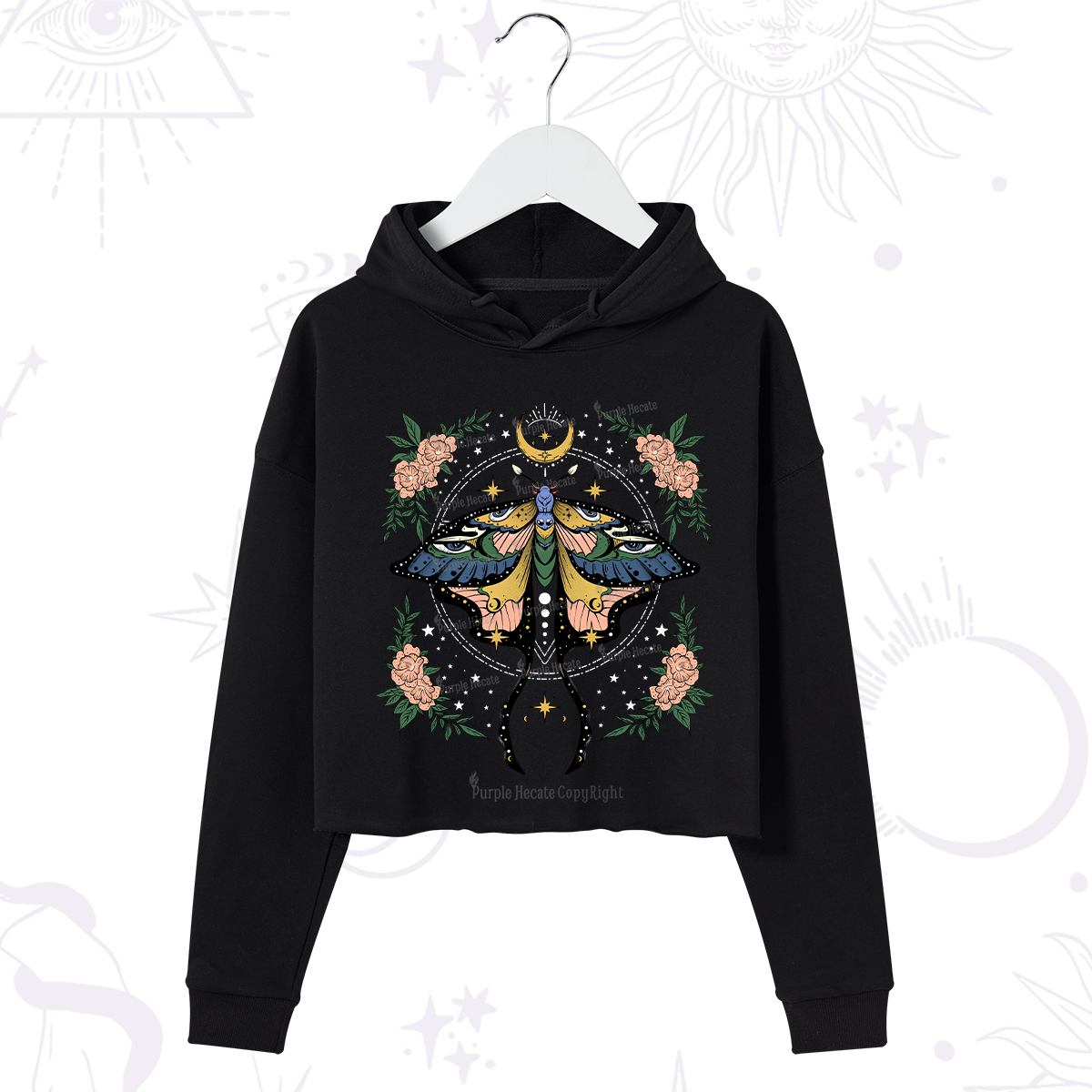 Purplehecate Mystical Moth Crop Hoodie