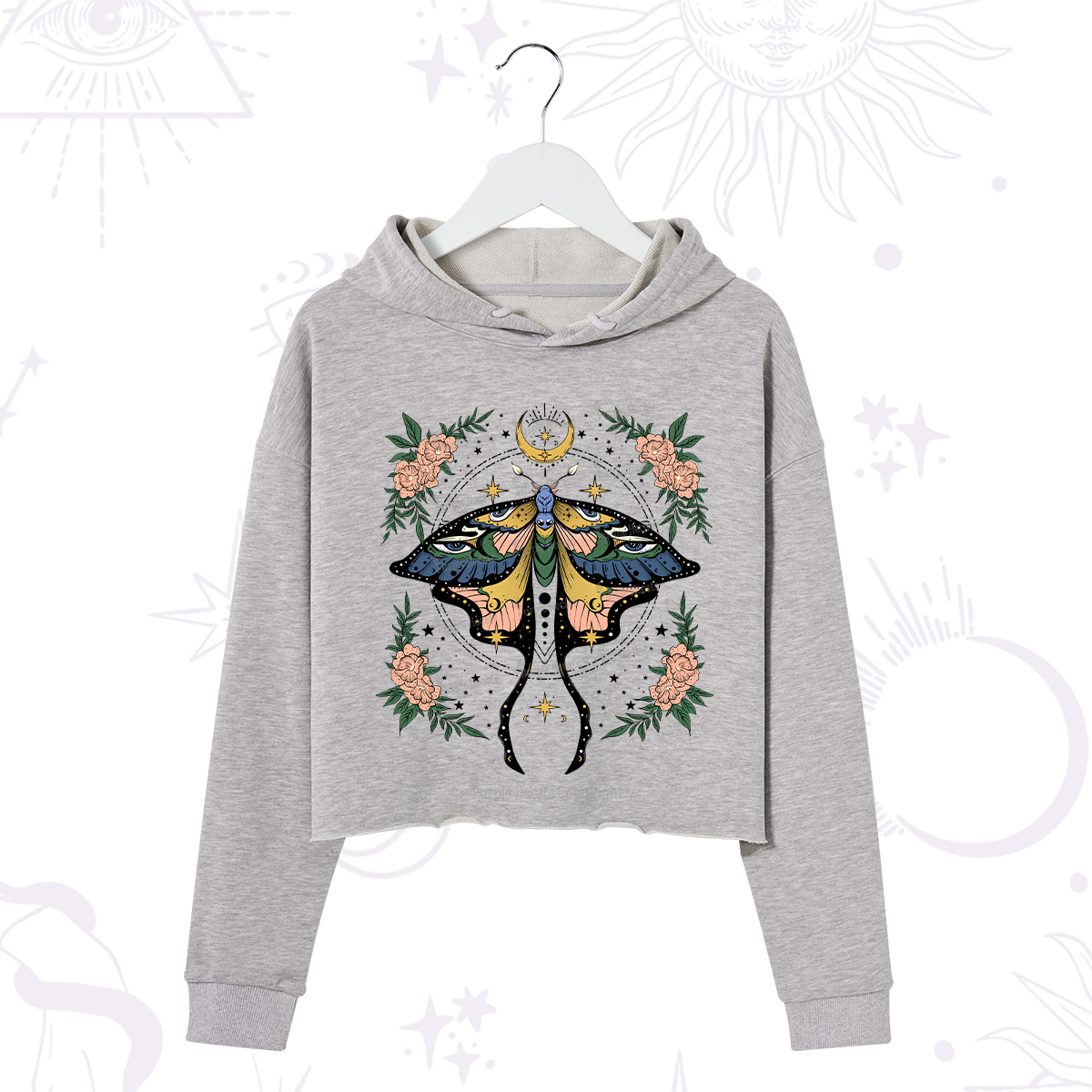 Purplehecate Mystical Moth Crop Hoodie