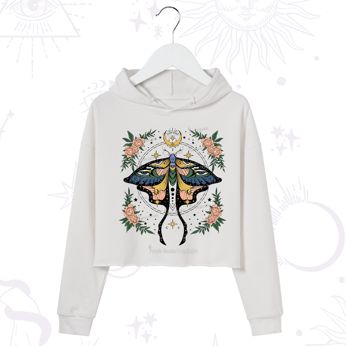 Purplehecate Mystical Moth Crop Hoodie