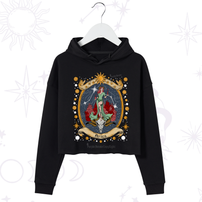 Purplehecate Celestial Aries Zodiac Crop Hoodie