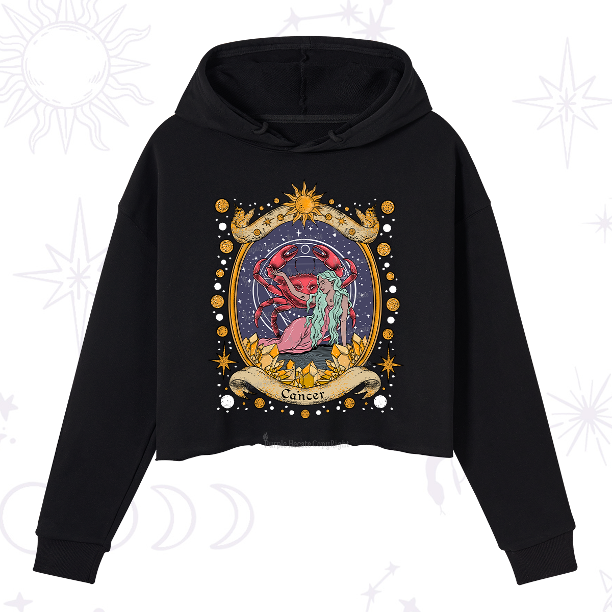 Purplehecate Celestial Cancer Zodiac Crop Hoodie