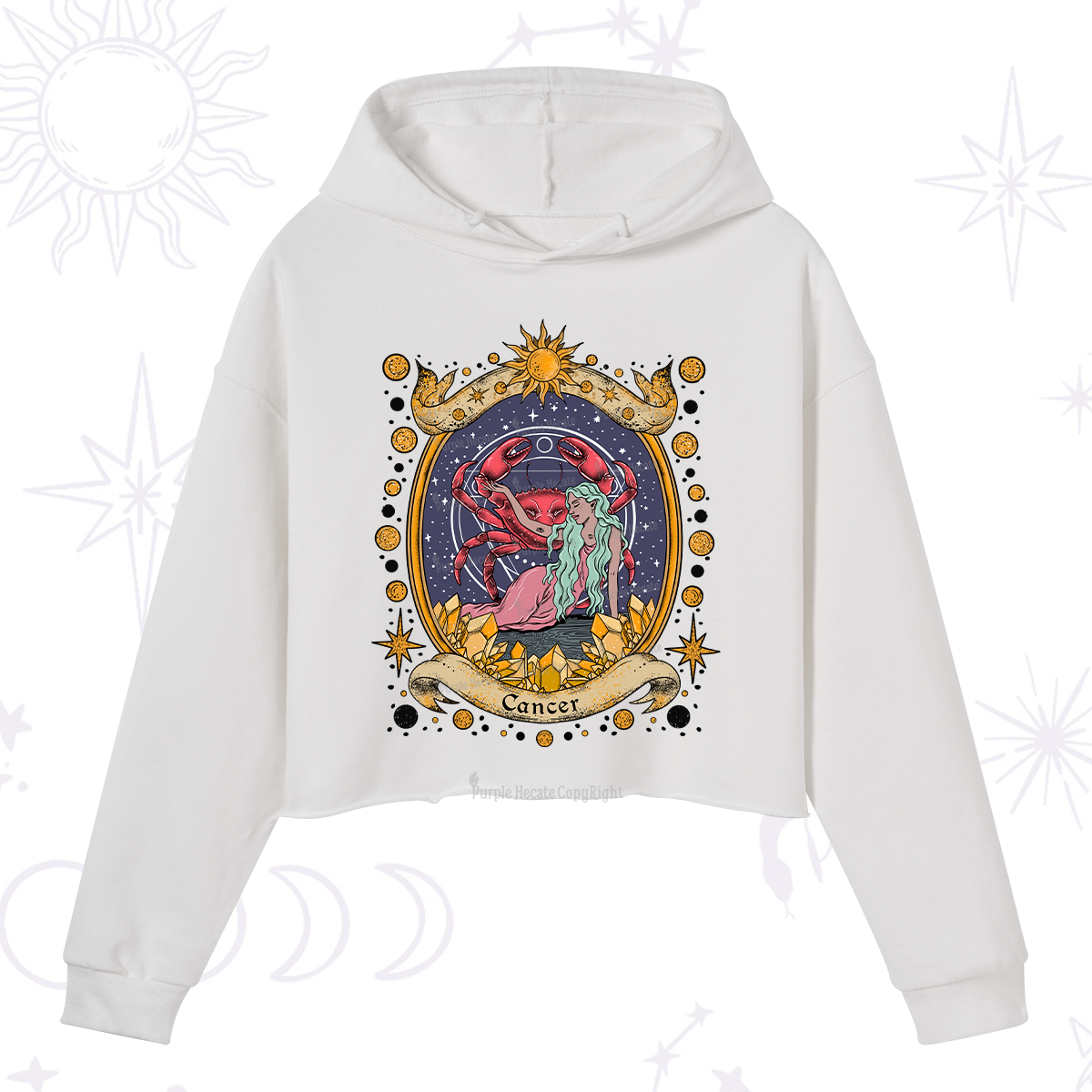 Purplehecate Celestial Cancer Zodiac Crop Hoodie