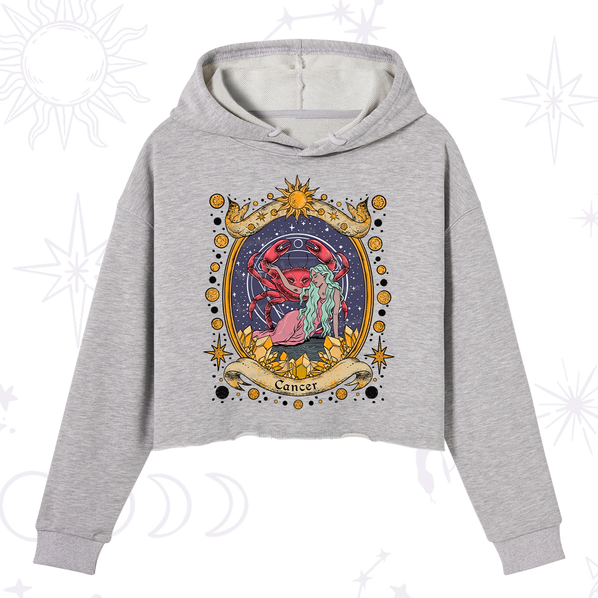 Purplehecate Celestial Cancer Zodiac Crop Hoodie