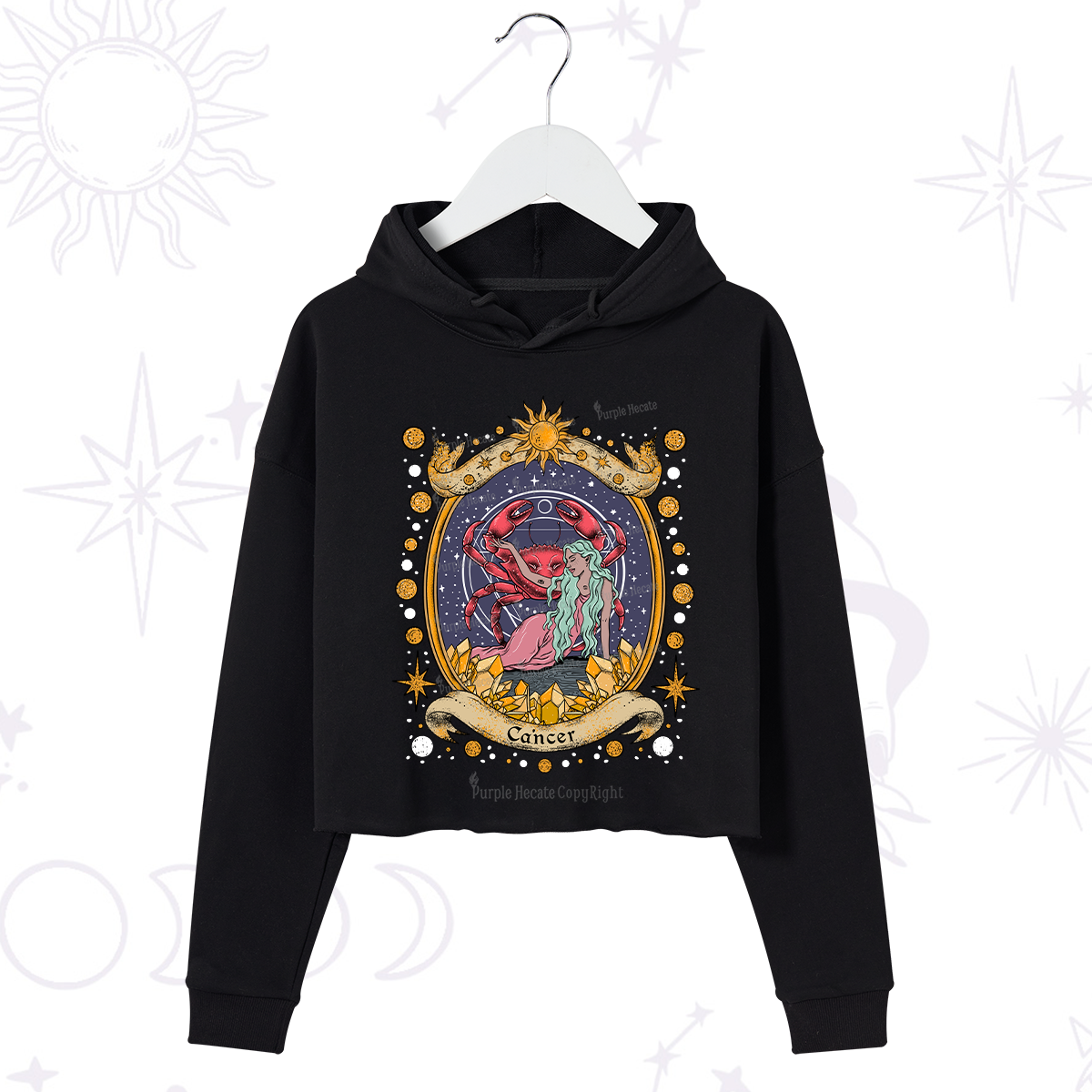 Purplehecate Celestial Cancer Zodiac Crop Hoodie