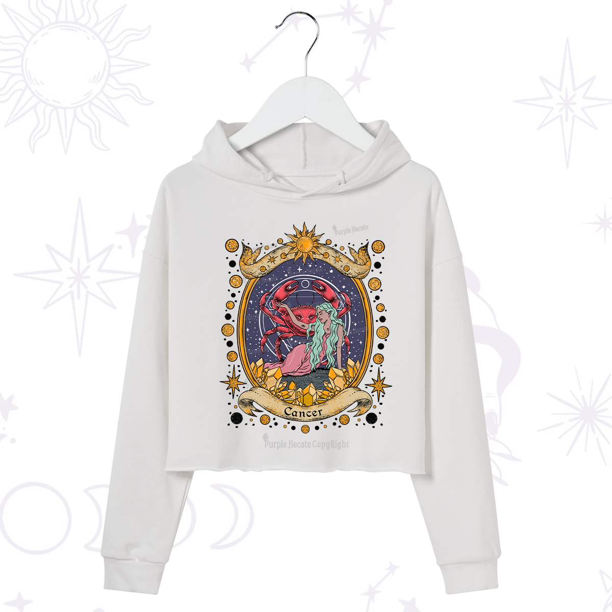 Purplehecate Celestial Cancer Zodiac Crop Hoodie