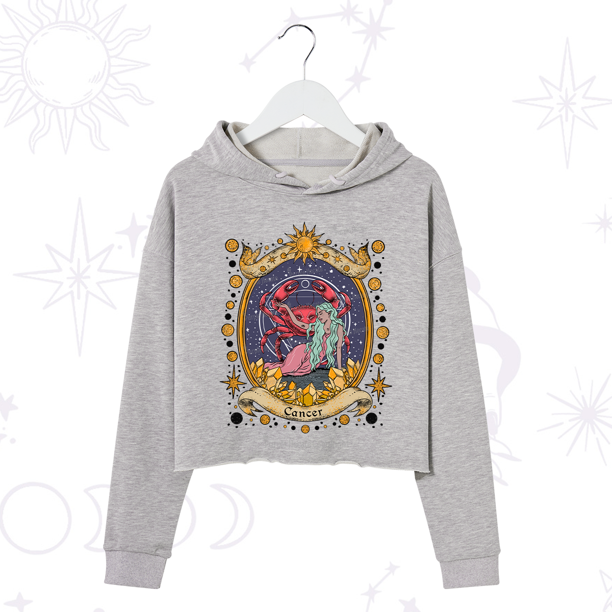 Purplehecate Celestial Cancer Zodiac Crop Hoodie