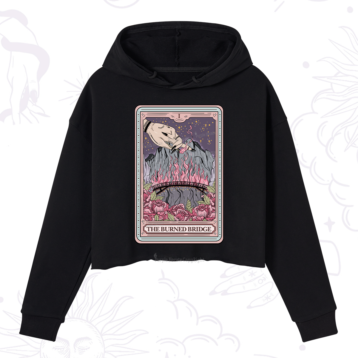 Purplehecate The Burned Bridge Tarot Crop Hoodie