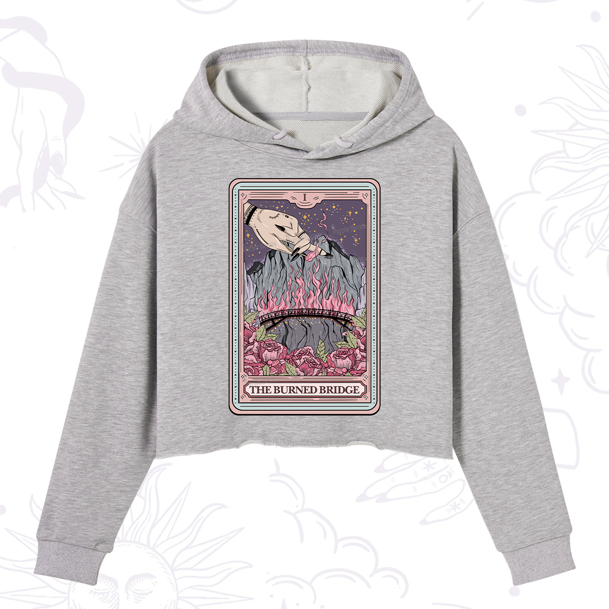 Purplehecate The Burned Bridge Tarot Crop Hoodie