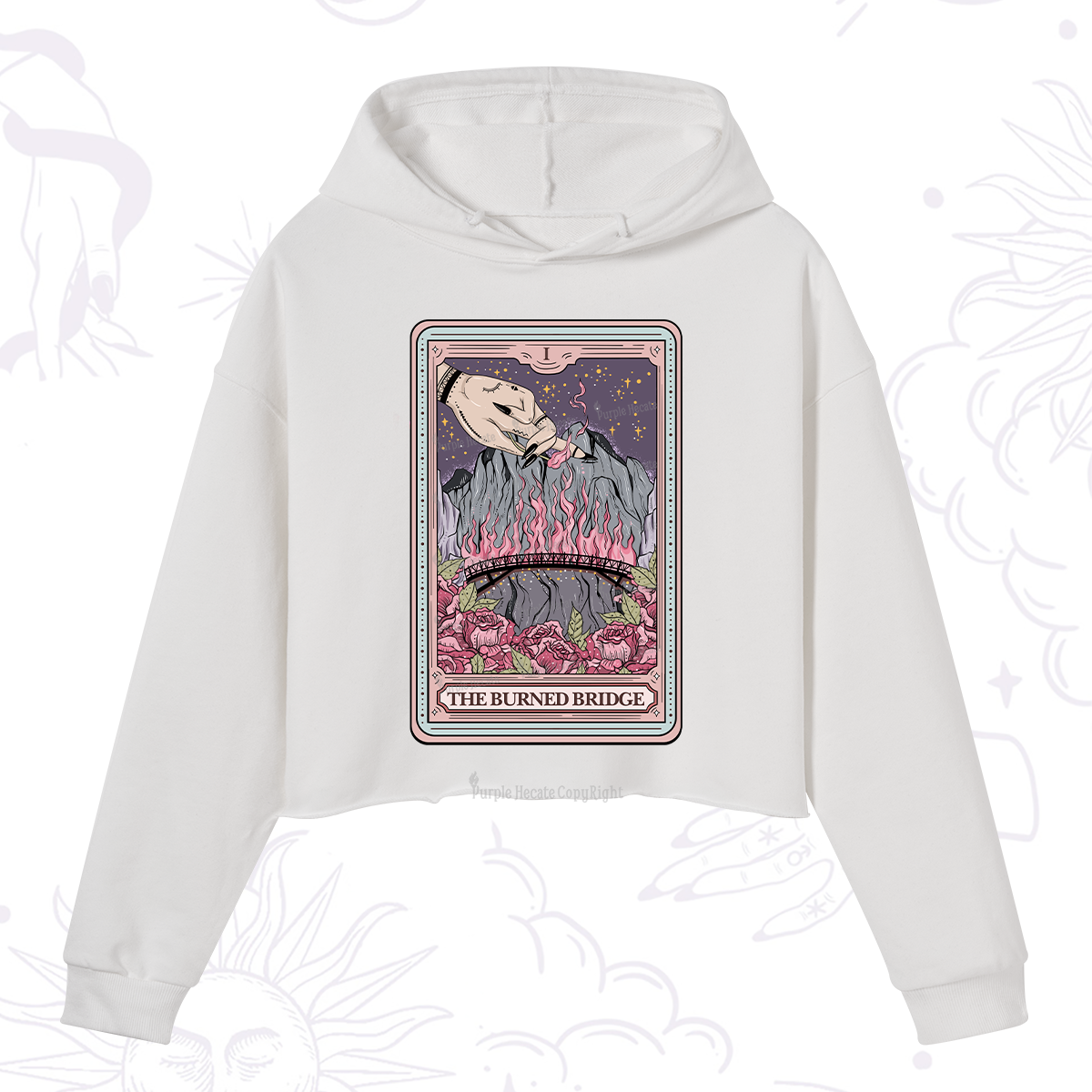 Purplehecate The Burned Bridge Tarot Crop Hoodie