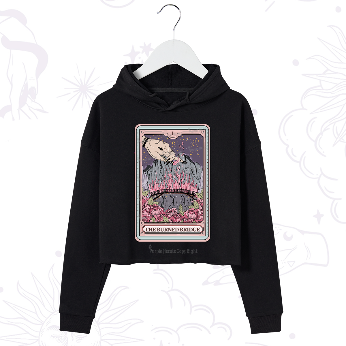 Purplehecate The Burned Bridge Tarot Crop Hoodie