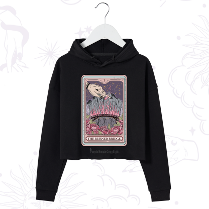 Purplehecate The Burned Bridge Tarot Crop Hoodie