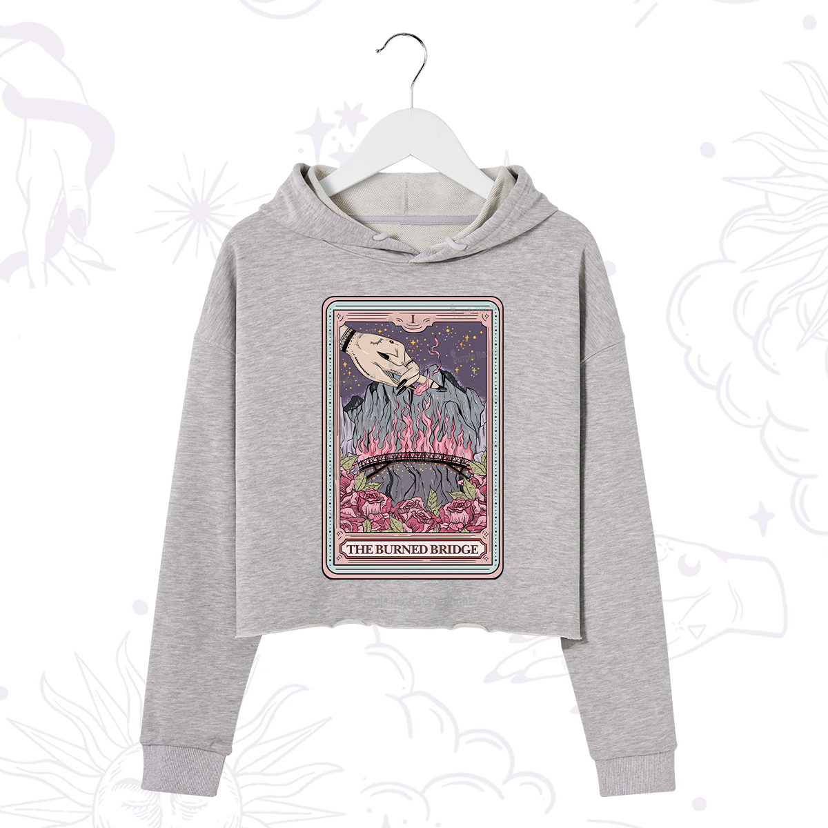 Purplehecate The Burned Bridge Tarot Crop Hoodie