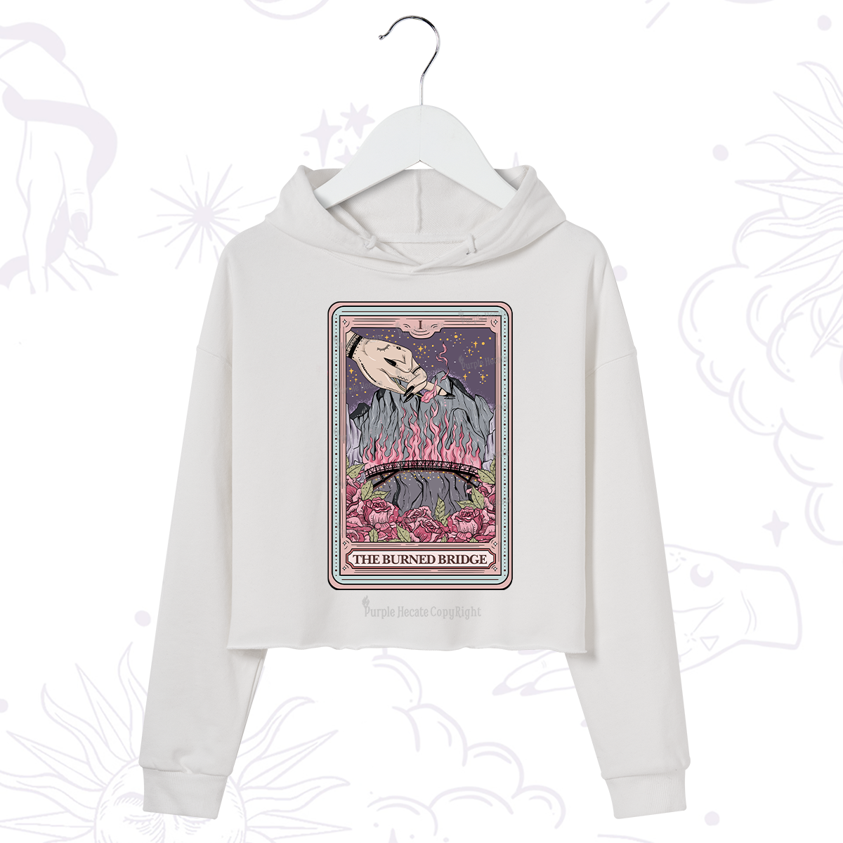 Purplehecate The Burned Bridge Tarot Crop Hoodie