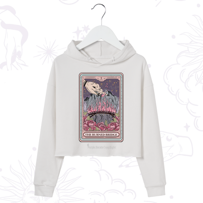 Purplehecate The Burned Bridge Tarot Crop Hoodie