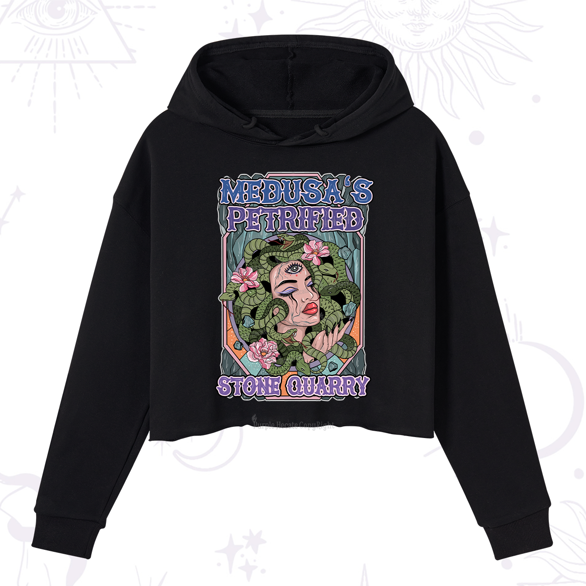 Purplehecate The Gorgon with Snake Hair Medusa Crop Hoodie