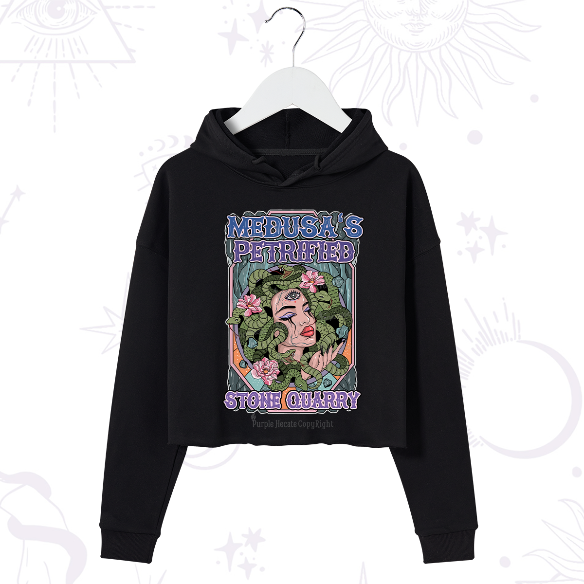 Purplehecate The Gorgon with Snake Hair Medusa Crop Hoodie
