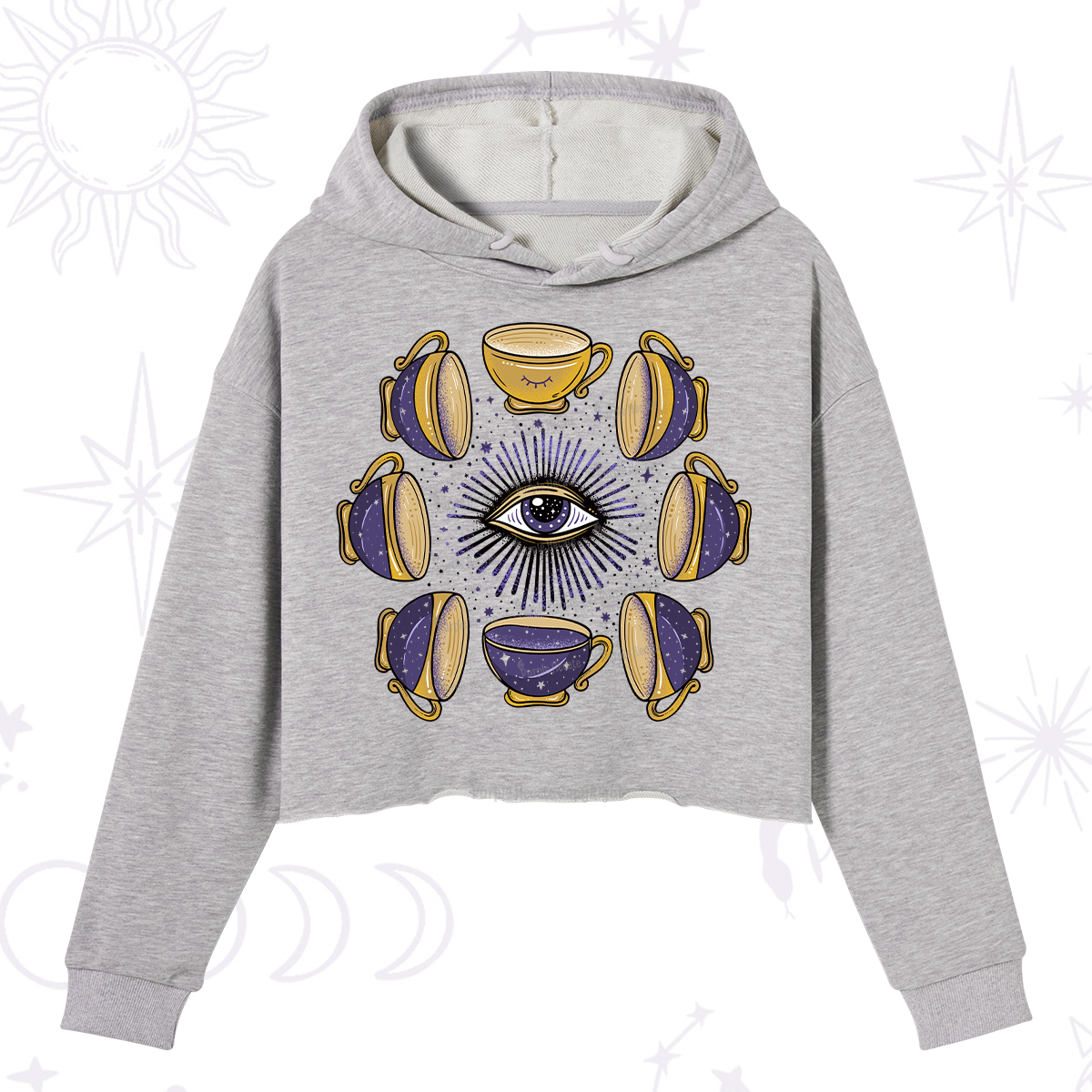 Purplehecate Moon Phase Coffee Lover Crop Hoodie