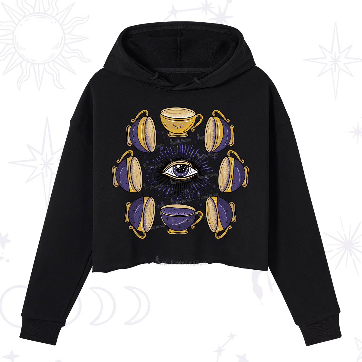 Purplehecate Moon Phase Coffee Lover Crop Hoodie
