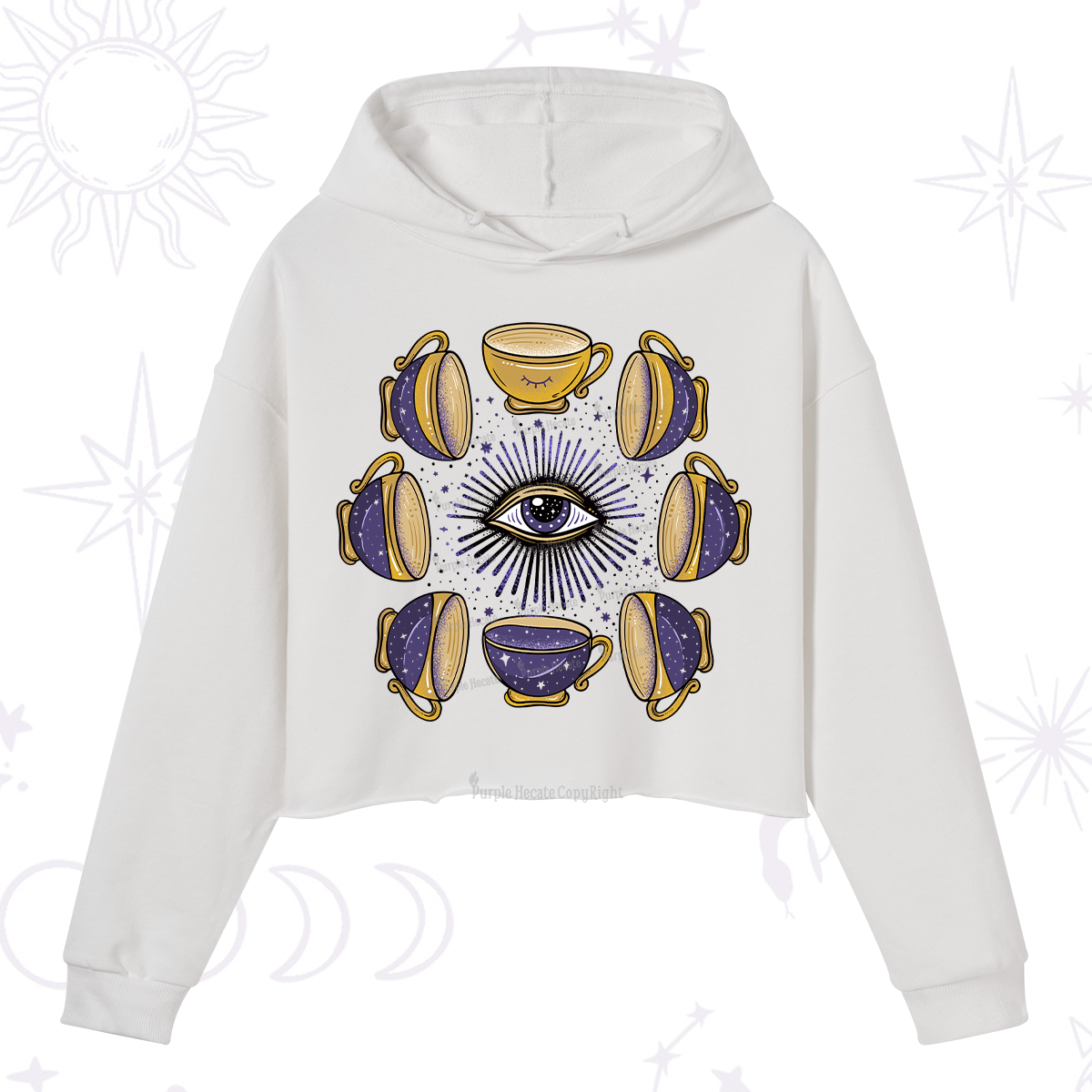 Purplehecate Moon Phase Coffee Lover Crop Hoodie