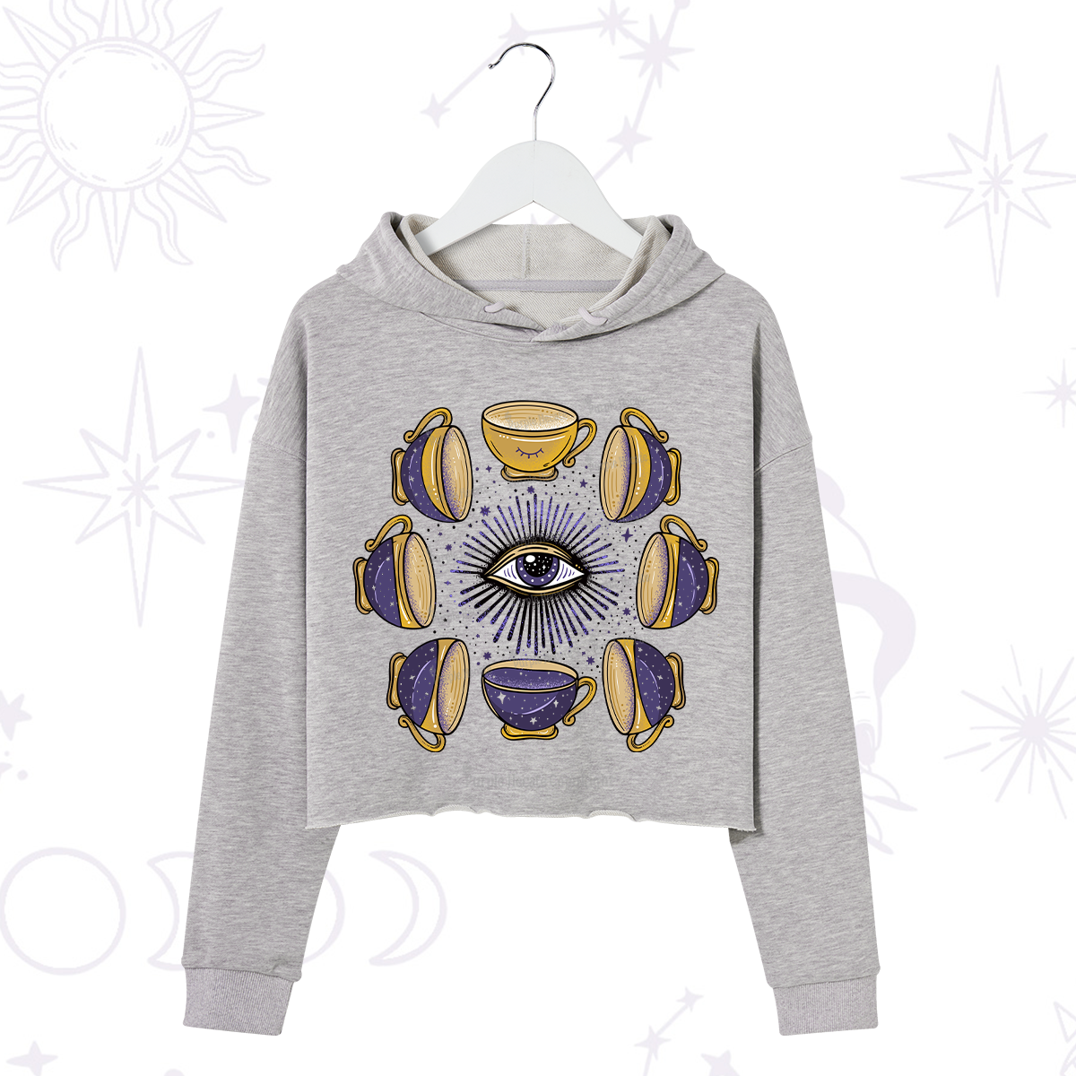 Purplehecate Moon Phase Coffee Lover Crop Hoodie