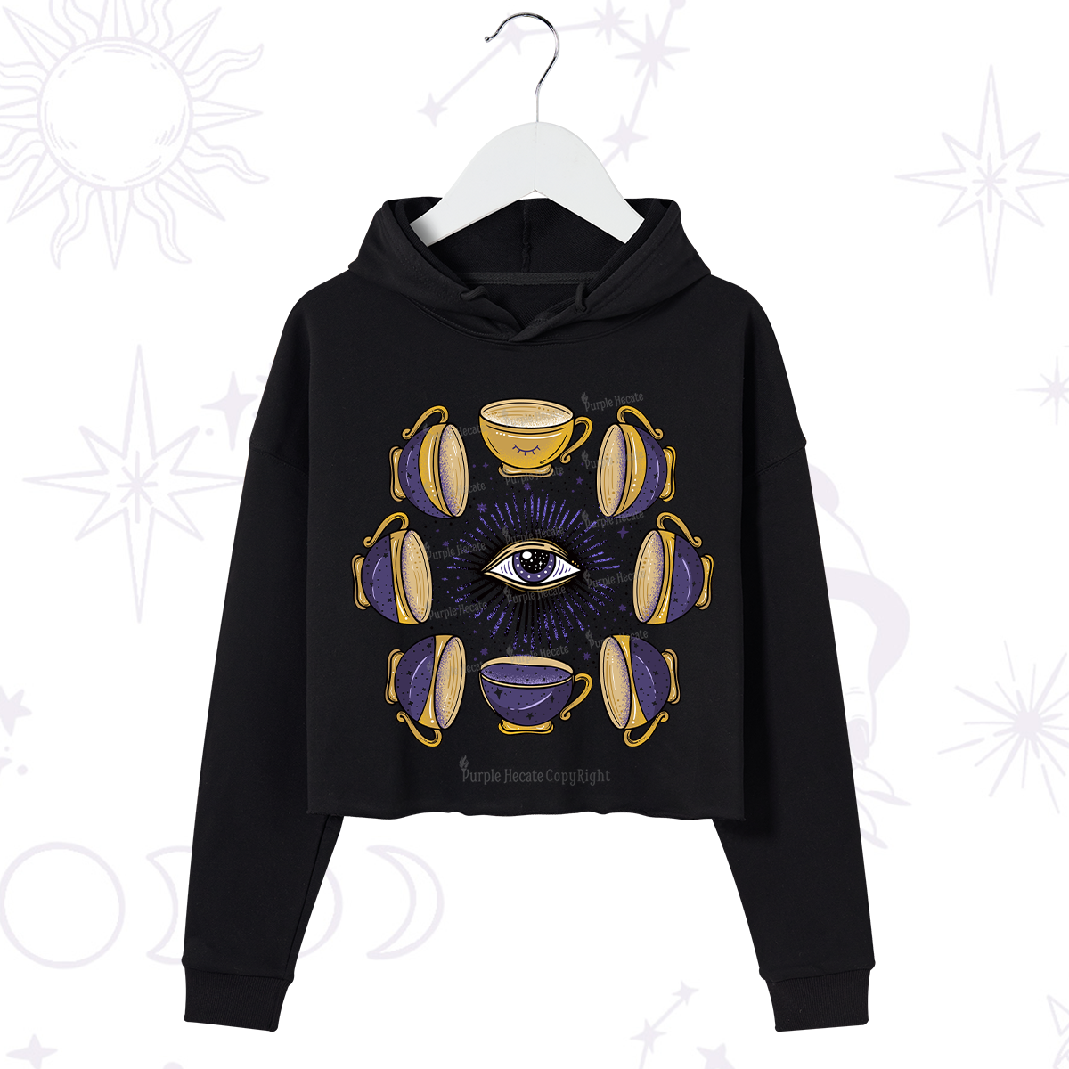 Purplehecate Moon Phase Coffee Lover Crop Hoodie