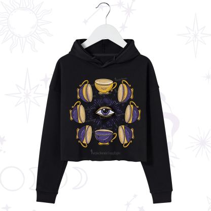 Purplehecate Moon Phase Coffee Lover Crop Hoodie