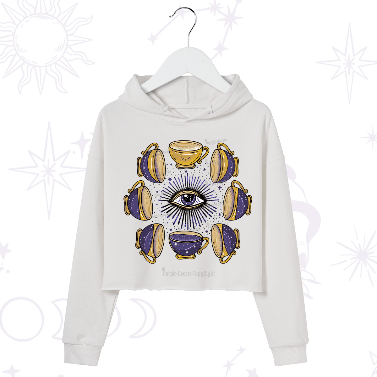 Purplehecate Moon Phase Coffee Lover Crop Hoodie