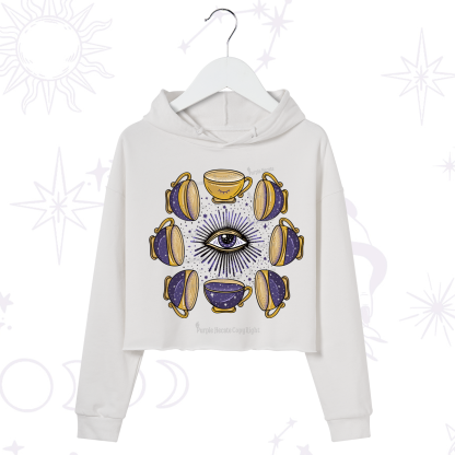 Purplehecate Moon Phase Coffee Lover Crop Hoodie
