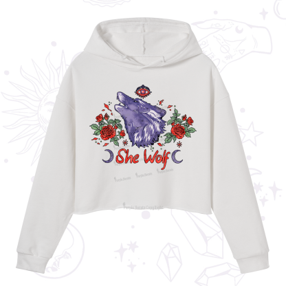 Purplehecate Moon Wolf Crop Hoodie