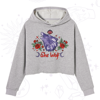 Purplehecate Moon Wolf Crop Hoodie