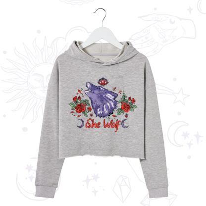 Purplehecate Moon Wolf Crop Hoodie