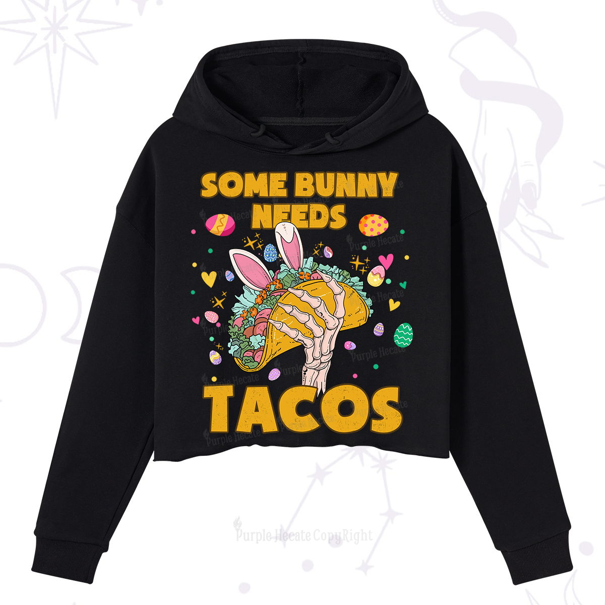 Purplehecate Some Bunny Needs Tacos Easter Crop Hoodie