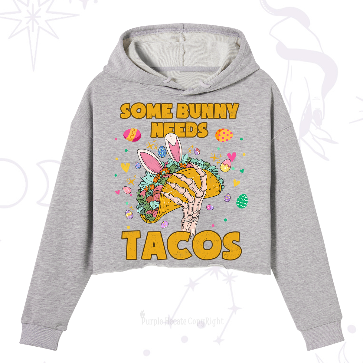 Purplehecate Some Bunny Needs Tacos Easter Crop Hoodie