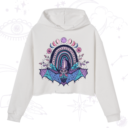 Purplehecate Moon Phase Bat Crop Hoodie
