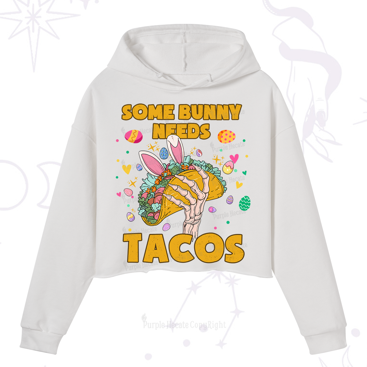 Purplehecate Some Bunny Needs Tacos Easter Crop Hoodie