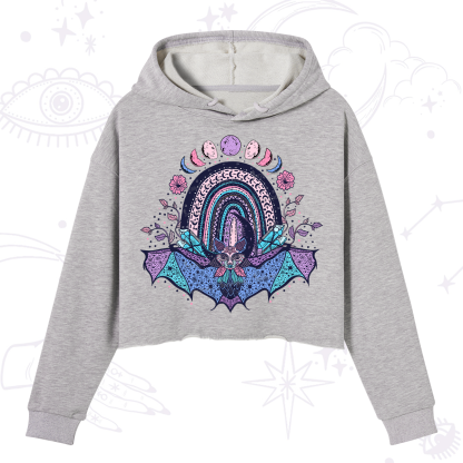 Purplehecate Moon Phase Bat Crop Hoodie