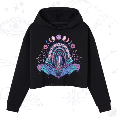 Purplehecate Moon Phase Bat Crop Hoodie