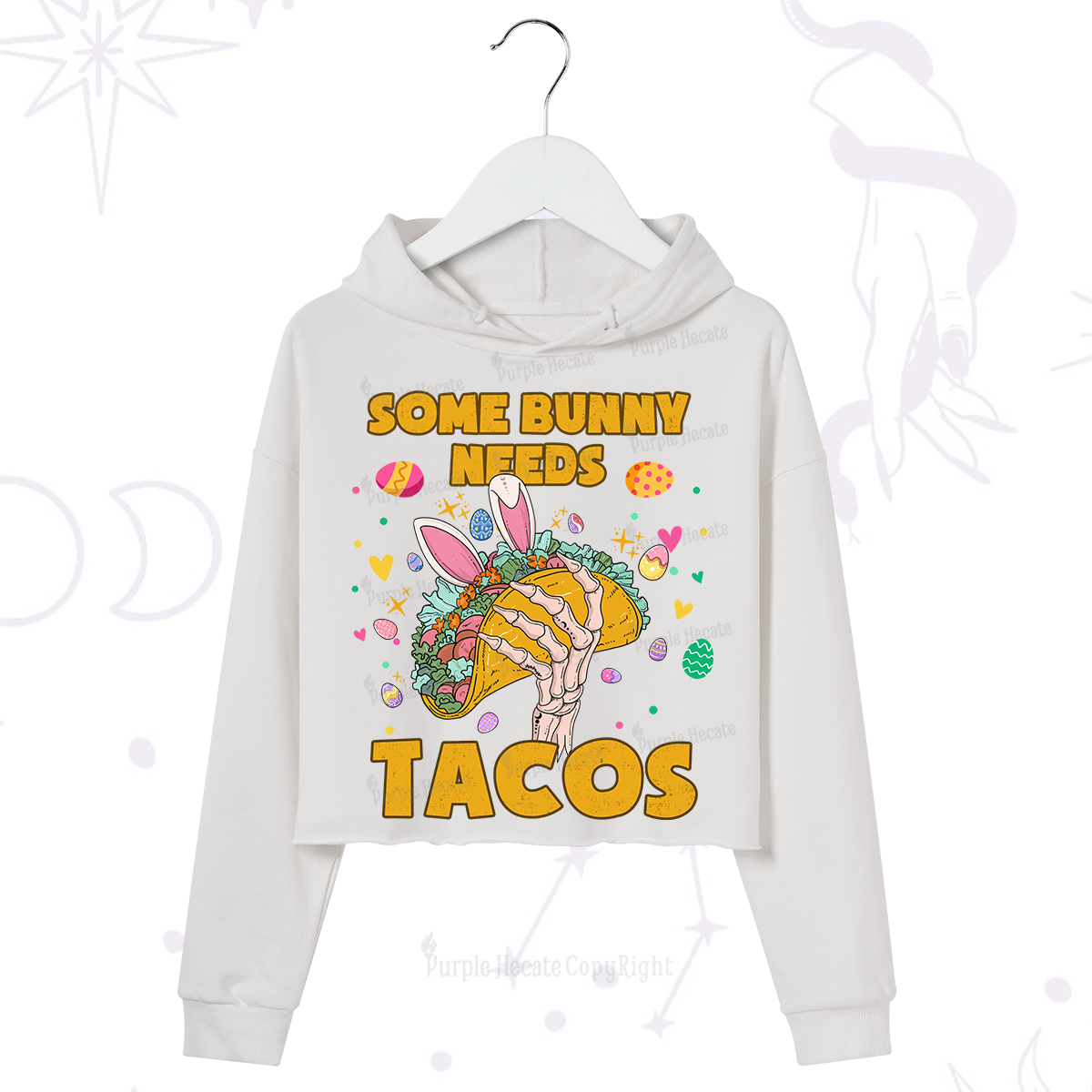 Purplehecate Some Bunny Needs Tacos Easter Crop Hoodie
