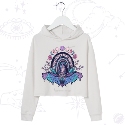 Purplehecate Moon Phase Bat Crop Hoodie
