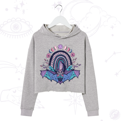 Purplehecate Moon Phase Bat Crop Hoodie