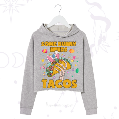 Purplehecate Some Bunny Needs Tacos Easter Crop Hoodie