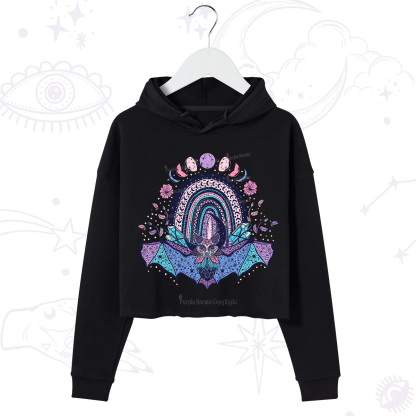 Purplehecate Moon Phase Bat Crop Hoodie